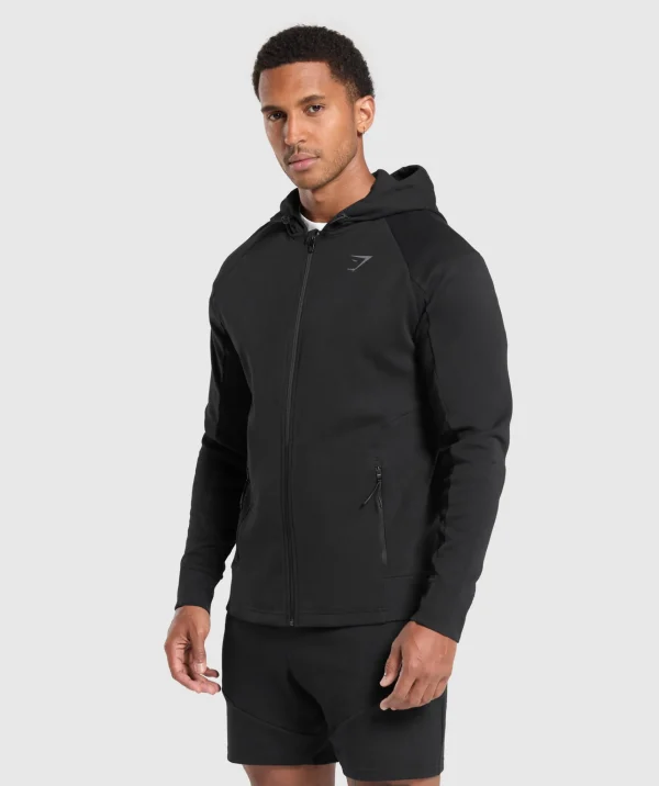 Best Gymshark Interlock Tech Zip Up Hoodie Black