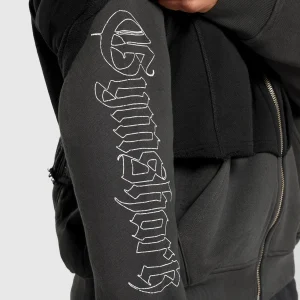 Clearance Gymshark Layered Zip Up Hoodie Black/AsphaltGrey