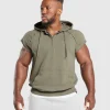 Discount Gymshark Legacy 1/4 Zip Cap Sleeve Hoodie BaseGreen