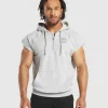 Fashion Gymshark Legacy 1/4 Zip Cap Sleeve Hoodie LightGreyCoreMarl