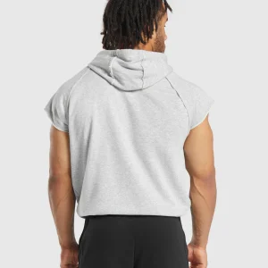 Fashion Gymshark Legacy 1/4 Zip Cap Sleeve Hoodie LightGreyCoreMarl