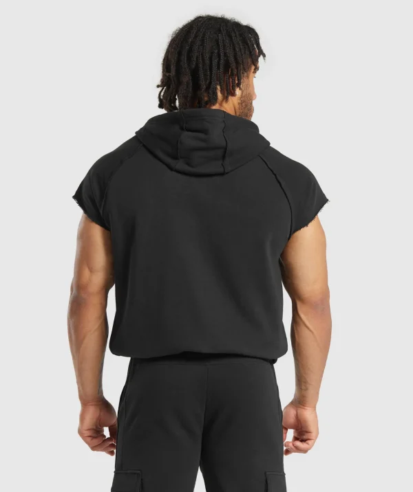 Discount Gymshark Legacy 1/4 Zip Cap Sleeve Hoodie Black