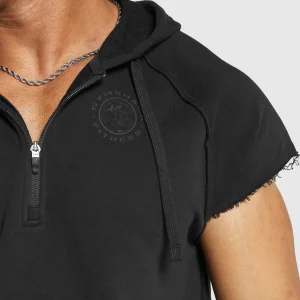 Discount Gymshark Legacy 1/4 Zip Cap Sleeve Hoodie Black