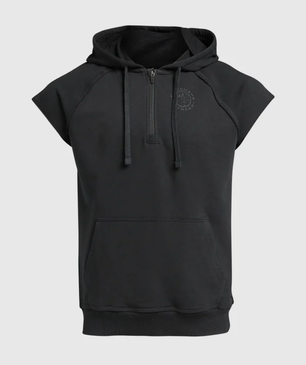 Discount Gymshark Legacy 1/4 Zip Cap Sleeve Hoodie Black