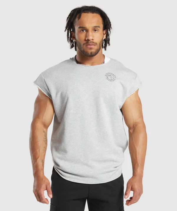 Fashion Gymshark Legacy Cap Sleeve Rag Top LightGreyCoreMarl