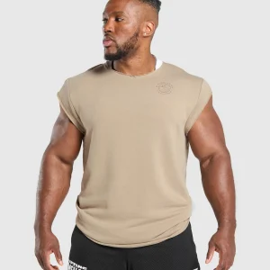 New Gymshark Legacy Cap Sleeve Rag Top CementBrown