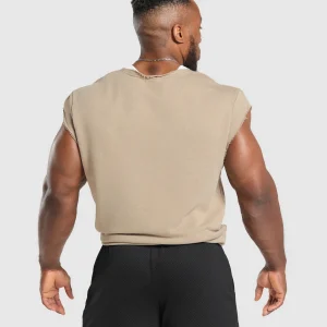 New Gymshark Legacy Cap Sleeve Rag Top CementBrown