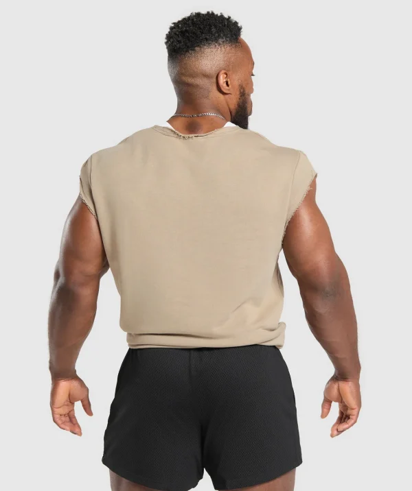 New Gymshark Legacy Cap Sleeve Rag Top CementBrown