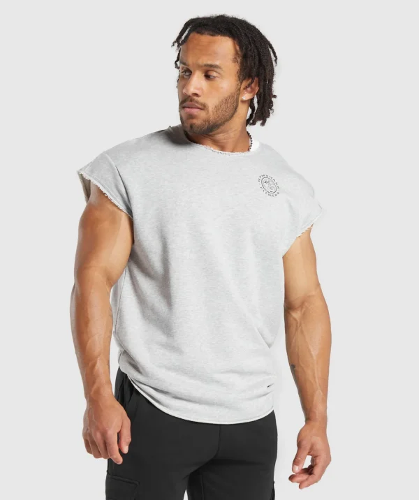 Fashion Gymshark Legacy Cap Sleeve Rag Top LightGreyCoreMarl