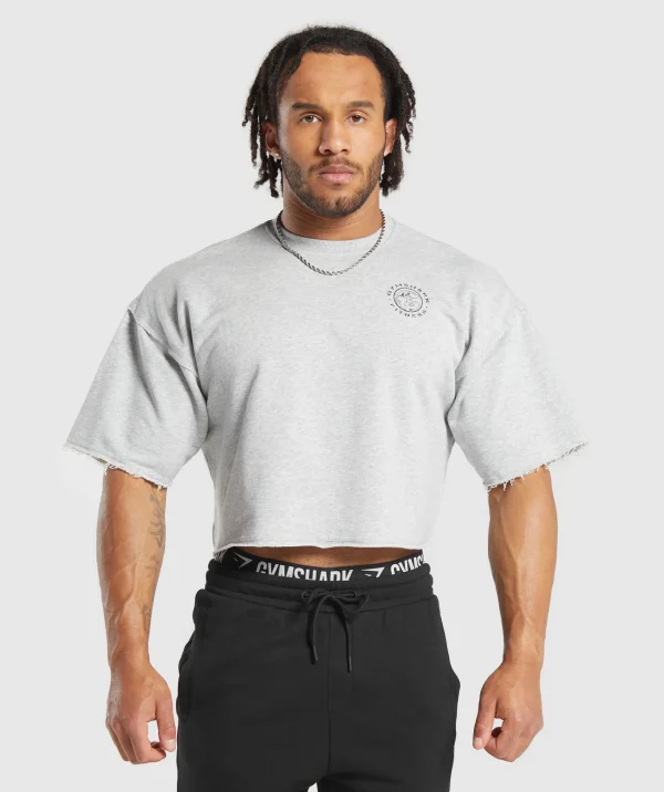 Fashion Gymshark Legacy Cropped Short Sleeve Crew LightGreyCoreMarl