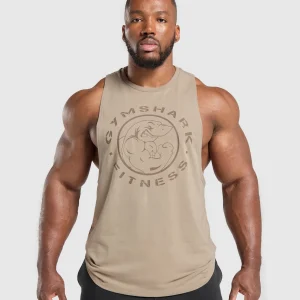 Discount Gymshark Legacy Drop Arm Tank CementBrown