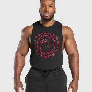 Clearance Gymshark Legacy Drop Arm Tank Black/ConditioningRed