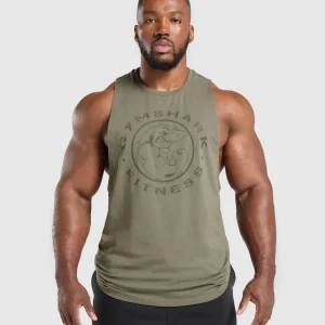 Fashion Gymshark Legacy Drop Arm Tank BaseGreen