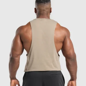 Discount Gymshark Legacy Drop Arm Tank CementBrown