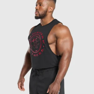 Clearance Gymshark Legacy Drop Arm Tank Black/ConditioningRed