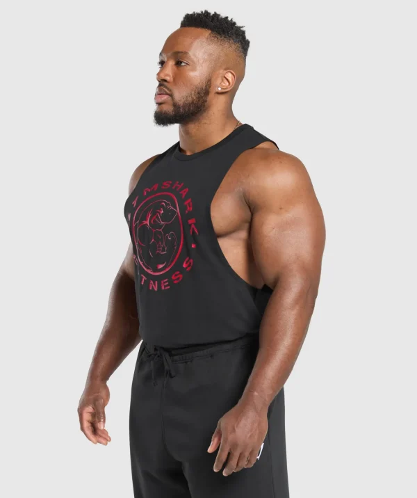 Clearance Gymshark Legacy Drop Arm Tank Black/ConditioningRed