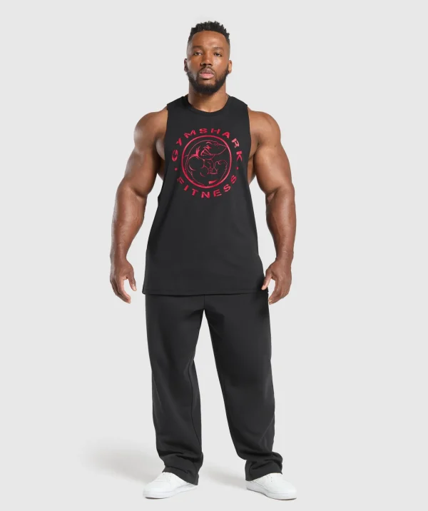 Clearance Gymshark Legacy Drop Arm Tank Black/ConditioningRed