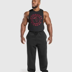 Clearance Gymshark Legacy Drop Arm Tank Black/ConditioningRed