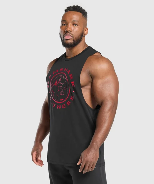 Clearance Gymshark Legacy Drop Arm Tank Black/ConditioningRed