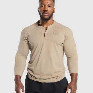 Fashion Gymshark Legacy Henley CementBrown