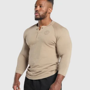 Fashion Gymshark Legacy Henley CementBrown