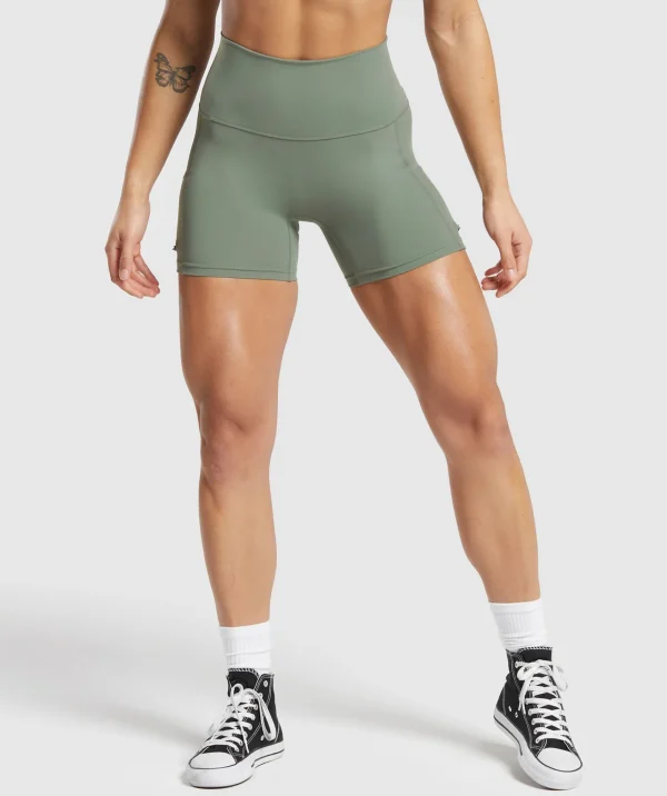 Outlet Gymshark Legacy Logo Tight Shorts UnitGreen