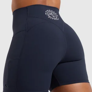 Hot Gymshark Legacy Logo Tight Shorts HeavyBlue