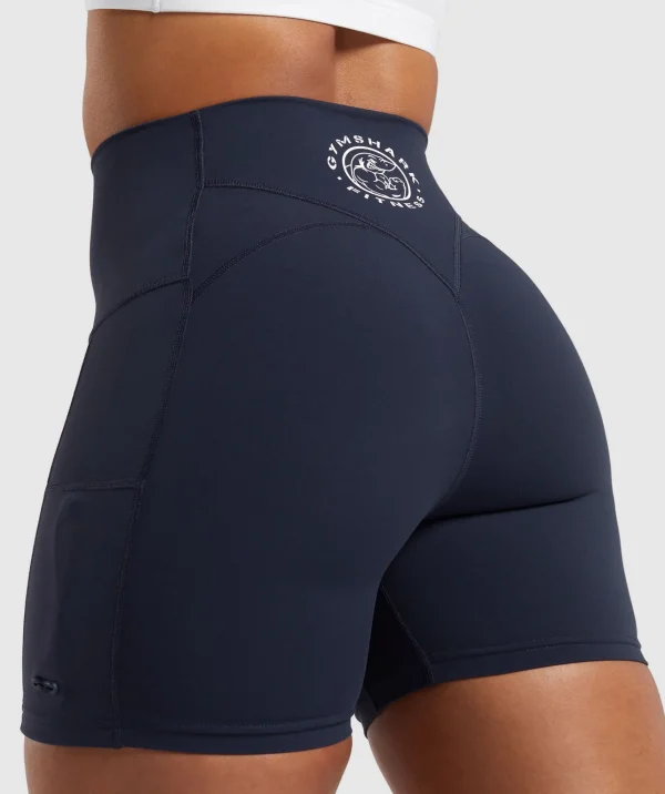 Hot Gymshark Legacy Logo Tight Shorts HeavyBlue