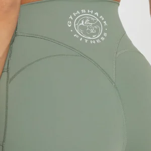 Outlet Gymshark Legacy Logo Tight Shorts UnitGreen