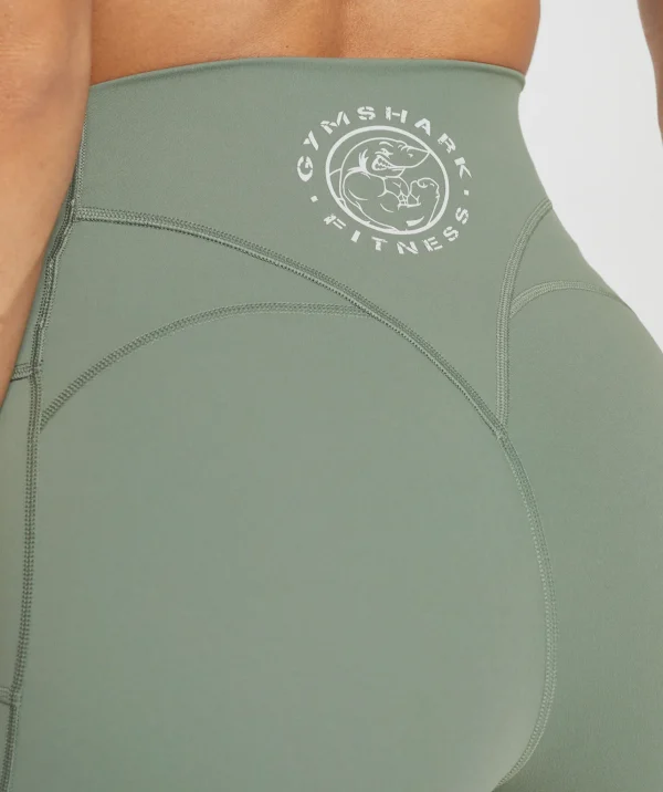 Outlet Gymshark Legacy Logo Tight Shorts UnitGreen