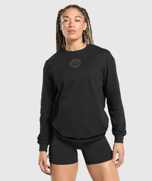 Best Gymshark Legacy Oversized Long Sleeve Top Black