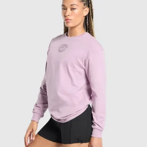 Best Gymshark Legacy Oversized Long Sleeve Top WarmLilac