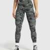 New Gymshark Legacy Printed Regular Leggings PitchGrey