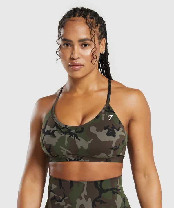 Outlet Gymshark Legacy Printed Sports Bra ArchiveBrown