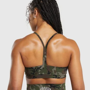 Outlet Gymshark Legacy Printed Sports Bra ArchiveBrown