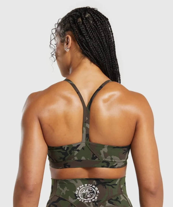 Outlet Gymshark Legacy Printed Sports Bra ArchiveBrown