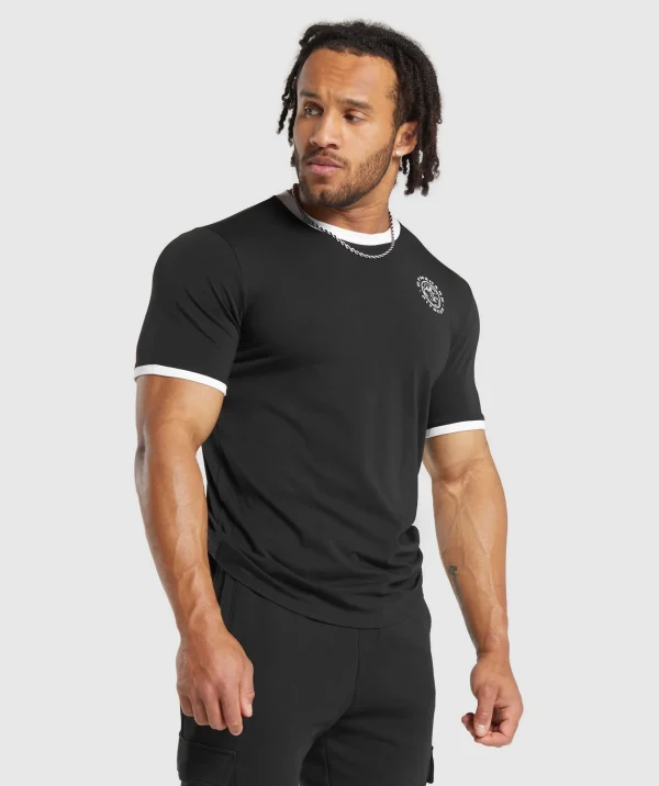 Outlet Gymshark Legacy Ringer T-Shirt Black/White