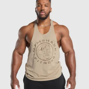 Fashion Gymshark Legacy Stringer CementBrown