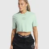 Hot Gymshark Legacy Washed Crop Top FadedGreen