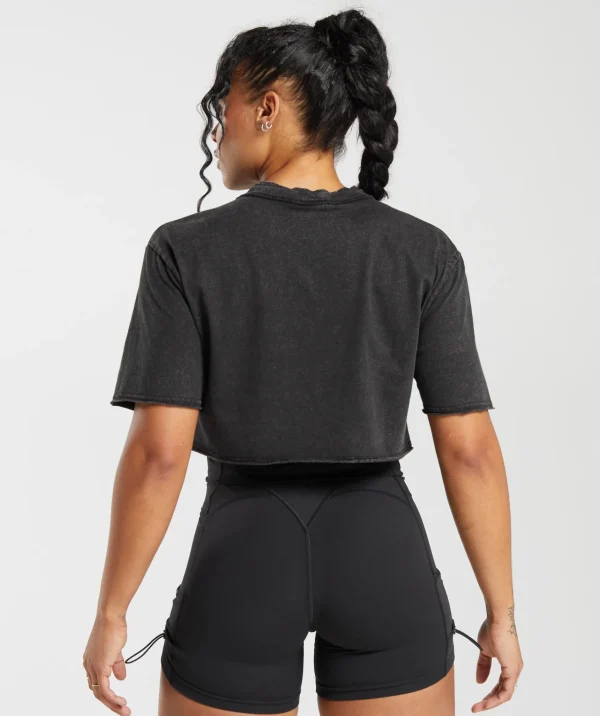 Hot Gymshark Legacy Washed Crop Top Black