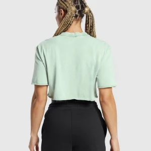 Hot Gymshark Legacy Washed Crop Top FadedGreen