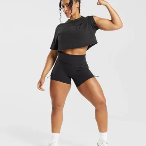 Hot Gymshark Legacy Washed Crop Top Black