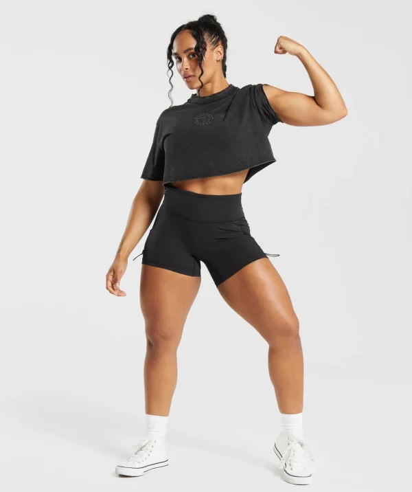 Hot Gymshark Legacy Washed Crop Top Black