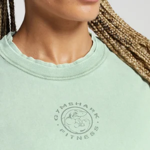 Hot Gymshark Legacy Washed Crop Top FadedGreen