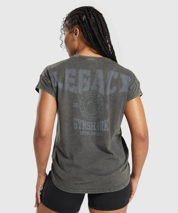 Fashion Gymshark Legacy Washed Oversized T-Shirt AsphaltGrey