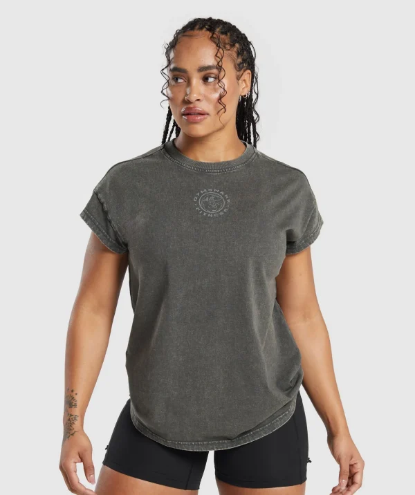 Fashion Gymshark Legacy Washed Oversized T-Shirt AsphaltGrey