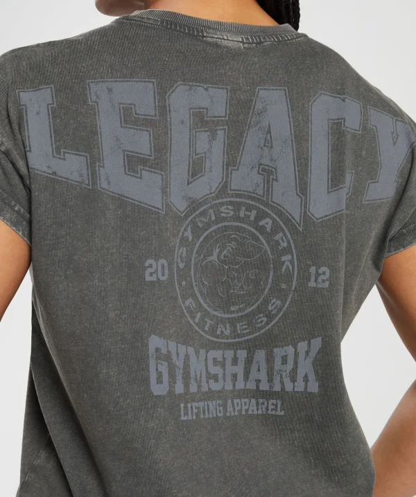 Fashion Gymshark Legacy Washed Oversized T-Shirt AsphaltGrey