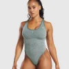 Outlet Gymshark Lift Seamless Bodysuit SlateTeal/WhiteMarl