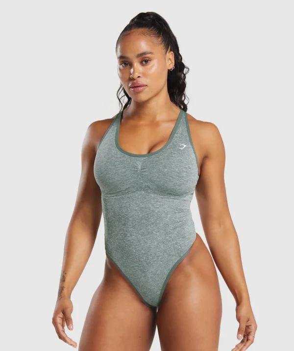 Outlet Gymshark Lift Seamless Bodysuit SlateTeal/WhiteMarl