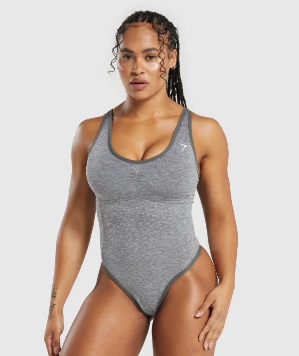 Sale Gymshark Lift Seamless Bodysuit BrushedGrey/WhiteMarl